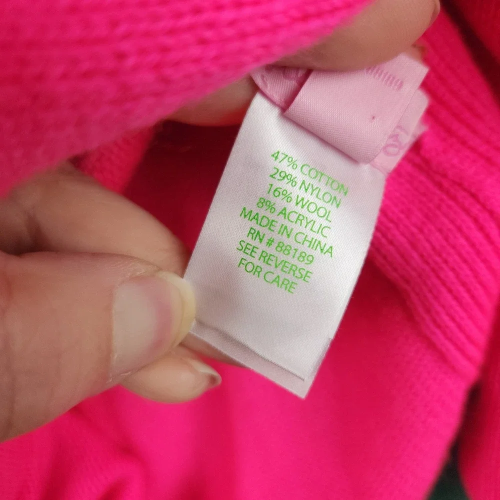 Lilly Pulitzer Poncho Womens One Size Pink Green Colorblock‎ Tassel Preppy Wrap